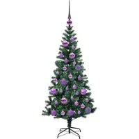vidaXL Sapin de Noël artificiel pré-éclairé Vert 120 cm PVC et métal