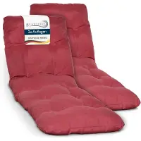 Beautissu 2X Coussin pour chaise longue Deckchair Flair RL, 190x60x8 cm, rouge
