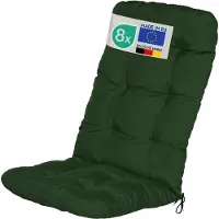 Beautissu Lot de 8 coussins pour fauteuils à dossier haut Flair HL, 120 x 50 x 8 cm, vert foncé