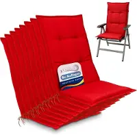 Beautissu Lot de 8 coussins d'assise pour fauteuils à dossier haut Base HL, 120 x 50 x 6 cm, rouge