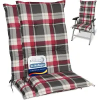 Beautissu Lot de 2 coussins pour chaise haute 120 x 50 cm, rembourrage bordeaux à carreaux