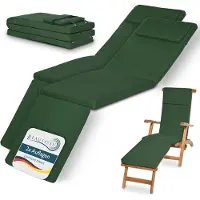 Beautissu Lot de 2 coussins de chaise longue de luxe LoftLux DC, 175 x 45 x 5 cm, vert