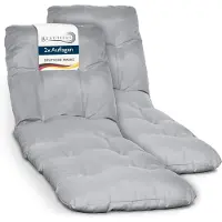 Beautissu 2X Matelas pour chaise longue Deckchair Flair RL, 190x60x8 cm, gris clair