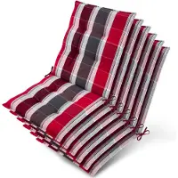Beautissu Lot de 6 coussins Sun-NL pour dossier de chaise basse, 105 x 50 x 8 cm, rayures rouges et anthracite