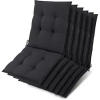 Beautissu Lot de 6 coussins Sun-NL pour dossier de chaise basse, 105 x 50 x 8 cm, anthracite