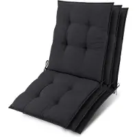Beautissu Lot de 3 coussins Sun-NL pour dossier de chaise basse, 100 x 50 x 8 cm, anthracite