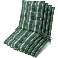 Beautissu Lot de 4 coussins d'appui pour fauteuils bas Sun-NL 100 x 50 x 8 cm, vert à carreaux