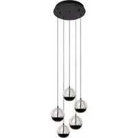 Lucide Lampe pendante de conception Sentubal Projectile noire à 5 lumières