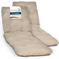 Beautissu 2X Matelas pour chaise longue Deckchair Flair RL, 190x60x8 cm, naturel