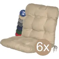 Beautissu Lot de 6 coussins pour fauteuils à dossier bas Flair NL, 100 x 50 x 8 cm, naturel