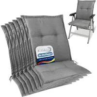 Beautissu Lot de 6 coussins d'assise Premium pour chaises de jardin à dossier bas, 105 x 50 x 7 cm, gris clair
