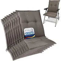 Beautissu , lot de 8 coussins d'assise haut de gamme pour chaises de jardin à dossier bas, 105 x 50 x 7 cm, taupe