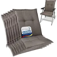 Beautissu Lot de 6 coussins d'assise Premium pour chaises de jardin à dossier bas, 105 x 50 x 7 cm, taupe
