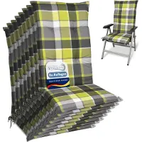 Beautissu Lot de 8 coussins pour dossier haut 120 x 50 cm, rembourrage vert à carreaux