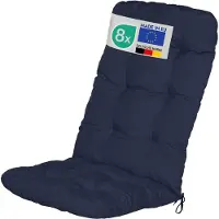 Beautissu Lot de 8 coussins pour fauteuils à dossier haut Flair HL, 120 x 50 x 8 cm, bleu foncé