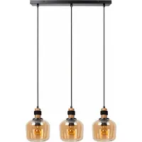 Lucide Lampe suspendue à triple abat-jour en verre noir ILONA 3xE27 40W
