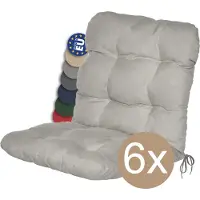 Beautissu Lot de 6 coussins pour fauteuils à dossier bas Flair NL, 100 x 50 x 8 cm, gris