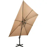 Syfax Parasol de jardin déporté avec double plateau 300 x 300 cm Taupe