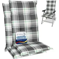 Beautissu Lot de 2 coussins pour fauteuil à dossier haut 120 x 50 cm, rembourrage vert menthe à carreaux