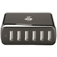 MicroBattery 44565 Chargeur multiport USB intelligent, noir, 1,2 m - Chargeur 8 A charge jusqu'à 6 appareils simultanément