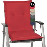 Beautissu Lot de 2 coussins pour chaise de jardin à dossier bas Loft NL, 100 x 50 x 6 cm, rouge