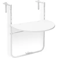 Famanu Table pliante blanche pour balcon - hauteur réglable - look rotin - gain de place - 60 x 40 cm