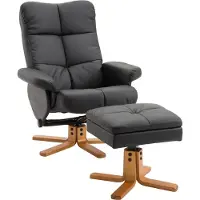 Fortuna Fauteuil relax Lai avec repose-pieds Fauteuil TV inclinable, pivotant à 360°, PU, structure en bois, noir, 80 x 86 x 99 cm