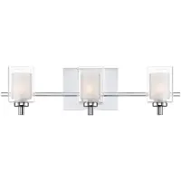 QUOIZEL Applique de salle de bain à trois abat-jours en verre, chromée, Kolt 3xG9 3W,