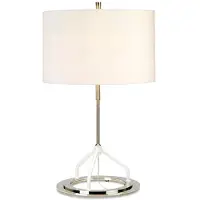 Elstead Lighting Lampe de table avec abat-jour Vicenza, nickel poli blanc, 1xE27x60W, métal, dimensions : 65x40x30 cm, IP20, Elstead