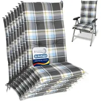Beautissu Lot de 8 coussins pour dossier haut 120x50 cm Rembourrage bleu à carreaux