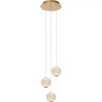 Lucide Lampe suspendue ronde triple sphères en cristal or CINTRA LED 12,6W