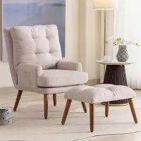 Fortuna Lai Fauteuil Relax Fauteuil Lounge, inclinable, fauteuil à oreilles Fauteuil rembourré avec pouf Fauteuil TV Fauteuil de lecture pour chambre à coucher/salon