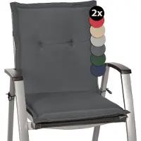 Beautissu Lot de 2 coussins pour fauteuil à dossier bas Loft NL, 100 x 50 x 6 cm, gris graphite