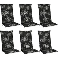 Beautissu Lot de 6 chaises à dossier haut pour jardin Flores, 120x50x6cm, noir