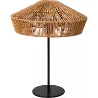 Lucide Lampe de table Yunkai Ø 40 cm noir avec rotin