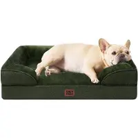 OEM Lit orthopédique pour chien, 76 x 51 x 15 cm, taille moyenne, imperméable, antidérapant, rebords hauts, vert foncé