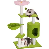 OEM Arbre à chat avec fleurs, 100 cm, rose, canapé