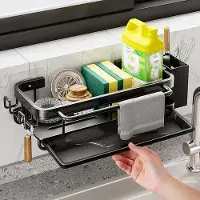 OEM Organisateur de cuisine en métal noir avec tablette et crochets, pour évier de cuisine