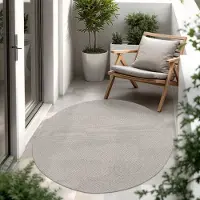 Paco Home In & Outdoor Tapis tissé plat uni moderne résistant aux intempéries pour terrasse cuisine Taille 80 cm Rond