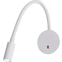 Light Prestige Lampe de lecture murale blanche sur bras flexible, interrupteur couleur chaude, LED 3W SENISE