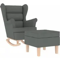 vidaXL Fauteuil à bascule avec repose-pieds Gris foncé Tissu