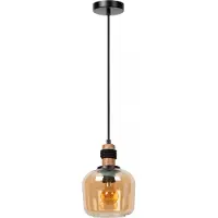 Lucide Lampe suspendue abat-jour en verre avec finition en bois noir Ø18cm ILONA 1xE27 40W