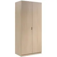 Dmora Avik - Armoire 2 Portes, 82x180h cm Chêne Marron, Porte-Vêtements