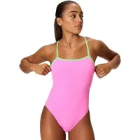 Speedo Female Solid Tri Back Swimsuit Rose UK 26 Femme