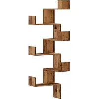 vidaXL Étagère d'angle murale vieux bois 45x45x147cm bois d'ingénierie