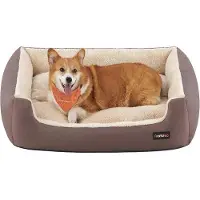 OEM Lit réversible pour chien avec coussin douillet, marron, 85 x 65 cm