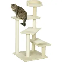 Fortuna Lai Arbre à chat 100 cm Tour pour chat avec troncs en sisal, grande plate-forme, arbre à chat à plusieurs niveaux, arbre à grimper, pour chats de petite et moyenne taille, beige