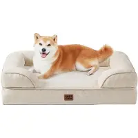 OEM Lit orthopédique pour chien 91 x 68 x 15 cm, lavable, imperméable, antidérapant, à bords surélevés, beige