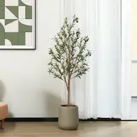 OEM Olivier artificiel de 150 cm avec un tronc en bois naturel et des fruits réalistes