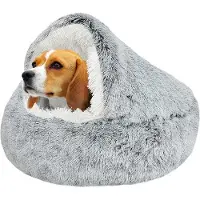 OEM Lit apaisant en peluche pour chien, gris, 65 cm, lavable, doux, chaud, pour chiens de petite et moyenne taille, aide à réduire l'anxiété